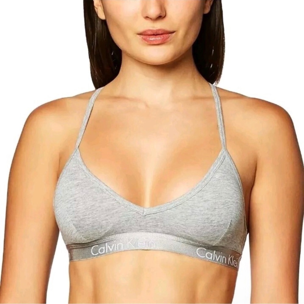 Calvin Klein‎ Motive Heather Grey Plunge Bralette
